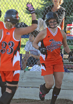Lindsey Hull after home run