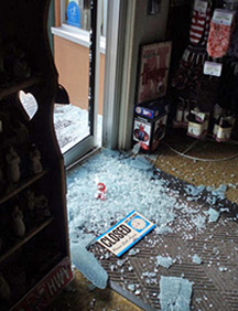 Ron's Pharamcy door broken into