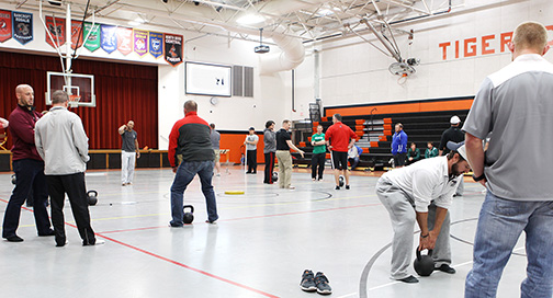 Kettlebell training at NBC.