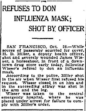 Shot after refusing to wear flu mask