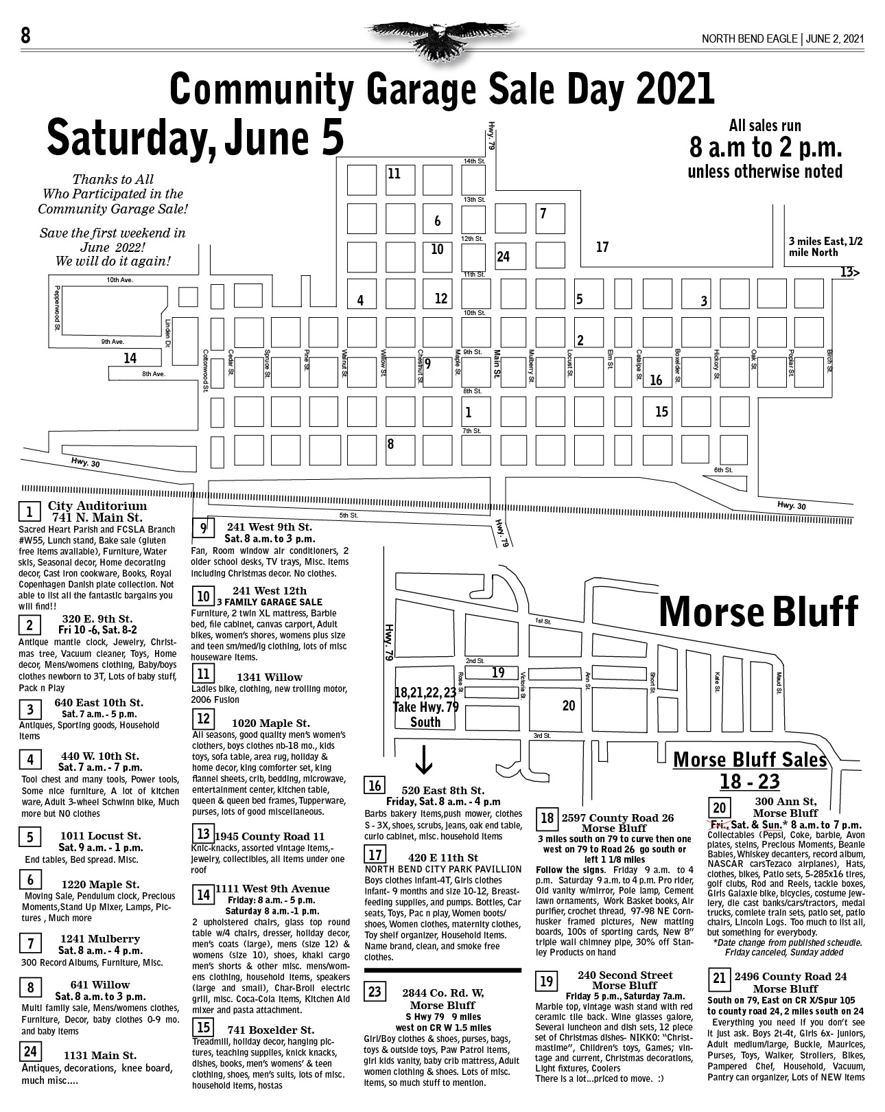 Garage sale map 2021